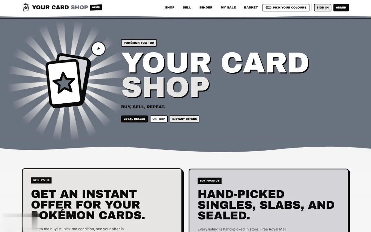 TCG Shop Platform on desktop
