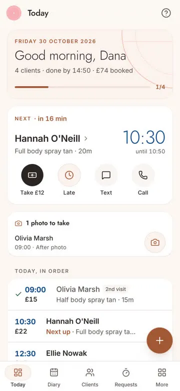 Tanning kit on a phone
