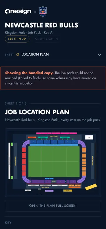 Newcastle Red Bulls — Kingston Park Job Pack on a phone